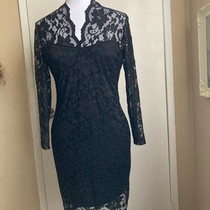 ASOS PETITE- BLACK LACE DRESS-SIZE 10